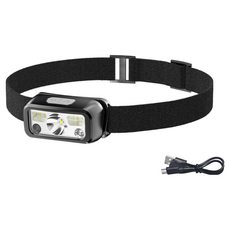 微笑鯊 TD0144 超輕量強光感應頭燈】頭燈 強光頭燈 LED頭燈 夜釣燈 露營燈 白紅光, 1個, 微笑鯊 TD-0144