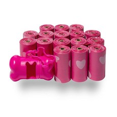 Best PET 펫 SUP 업plies 배설물용 강아지 배변 봉투 (150봉지) 쓰레기 청소 야외 산책 및 여행 롤 교체품 누출 방지 찢어짐 방지 두꺼운 플라스틱 - 다양, 핑크 하트