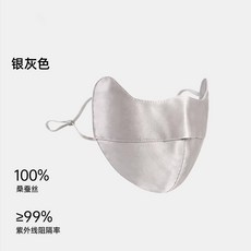 真絲桑蠶絲防曬面罩 臉基尼 UPF50, 【新版真絲口罩】深空灰,親膚桑蠶絲面料, 1個