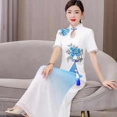 good 旗袍2023新款春夏高端舞臺高級感大碼禮儀走秀長款合唱演出服