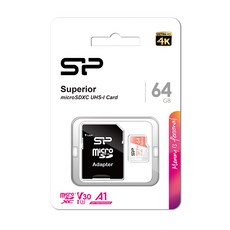 [실리콘파워]microSDXC Superior Cl10 UHS-I U3 A1 V30 64GB-SP064GBSTXDV3V20SP -, A1 V30 64GB