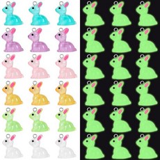 Augshy 부활절 토끼 참 64개 레진 야광 비즈 펜던트 벌크 장식품 DIY 팔찌 목걸이 귀걸이 주얼리 제작 액세서리 장식용 264348, 부활절 토끼 스타일