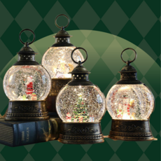 크리스마스 원형 랜턴 오르골 4종 스노우볼 워터볼 장식 빈티지 크리스마스 조명 크리스마스 랜턴 오르골 감성 오르골 감성 조명 크리스마스 소품 인테리어 소품, 선물
