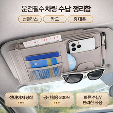 차량용 썬바이저 수납포켓 선글라스 카드 정리 DMG0052, 블랙