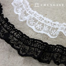 레이스원단 자수 망사 랏셀 레이스천 주름 716 2종, 1)화이트