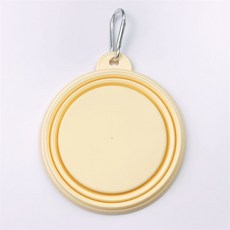 寵物外出水糧杯 寵物折疊碗 寵物隨行杯 單色馬卡龍色寵物碗隨身杯, 折疊碗- 馬卡龍黃色 (遇缺隨機), 1個