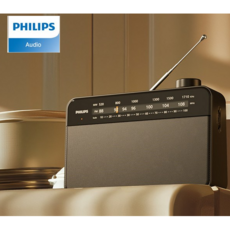 고감도 아날로그-라디오 듀얼전원방식 전기+건전지 이어폰단자 뮤직-뉴스모드 스피커내장-T1, 필립스-블랙색상-라디오