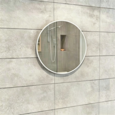 鋁製浴室鏡 簡約北歐風格 圓形壁掛鏡 40-60cm, 白色單鏡