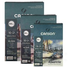 삼안 캔손 스케치북 200G 스프링패드 8절 청색 1개 캘리그라피종이