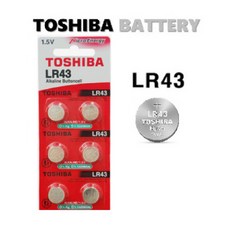 [일반우편배송] 도시바 LR43 알카라인 1.5V 버튼셀, 1개, 6개입