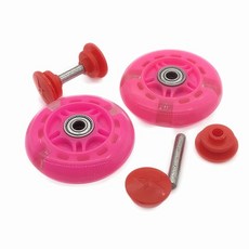 兒童扭扭車配件 靜音閃光輪胎 搖擺車溜溜車輪子 前後輪妞妞車配件 台灣出貨, 1個, 粉色8cm閃光靜音輪2個+軸卡扣2對