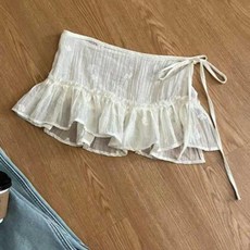 스커트 미니 시스루 스타일리쉬 랩업 레이어드 코디 ()