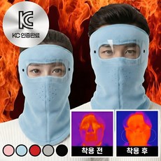 KC인증 리에라벨 페이스 풀가드 방한 마스크 고글, 스카이(넥가드형), 1개, 2개입