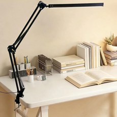 집게 LED 책상 스탠드 조명 독서등, 블랙