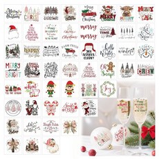 Hosomono 공예용 크리스마스 단어 데칼 스티커 50개 UV DTF 메리 장식품 그리스도 비닐 볼 유리 병 컵 나무 장식용(ho50) 125200 8558122043, Hosomono 공예용 크리스마스 단어 데칼 스티커 5
