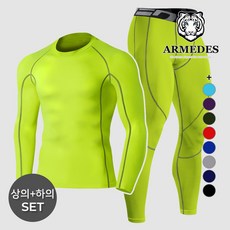 아르메데스 남성용 사계절 크로스핏 라운드상의 + 9부 바지 스포츠 상하의 세트 ID10411061