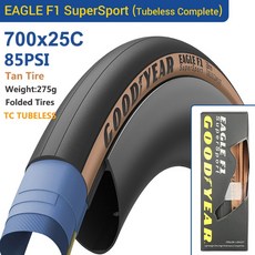 Goodyear Eagle F1 튜브리스 타이어 로드 바이크 타이어 자전거 부품 자갈 사이클링 로드바이크 타이어, 08 Super25c BR Tubeless, 1개
