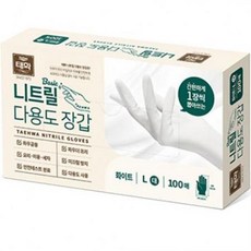 태화 니트릴 다용도 장갑 베이직 100p, 화이트, L, 2개