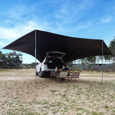 탑 랜더 완벽한 99.99% 빛 암막 대형 박쥐모양 블랙코팅 SUV 차량용 타프 그늘막 캠핑용 차박 타프 어닝, 블랙