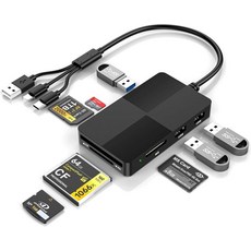 메모리 스틱 프로 듀오 카드 리더 SDTFMSCFXD 카드용 8-in-1 3개의 USB 2.0 포트 휴대폰 태블릿 노트북 및 컴퓨터용 USB-CUSB-A 어댑터 포함, Small