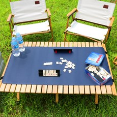 레더스 캠핑 테이블매트 가죽 방수 롤테이블보, 네이비