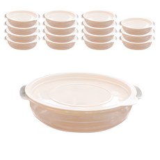 KAZT Simple Cook可微波圓形冷凍白飯保鮮盒 象牙白, 400ml, 16個