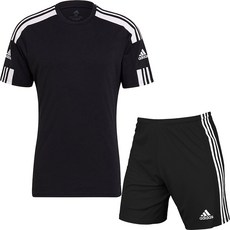 아디다스 반팔티 반바지 반팔 티셔츠 운동복 세트 SQ21 남여공용 트레이닝복 블랙 + ALS 마스크