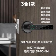 【台灣熱銷Top1】台灣出貨 室內木門指紋鎖 門鎖 门把锁 家用門鎖 密码锁 智能锁 球形锁 玻璃房門鎖 智慧锁 电子锁, 黑色智能鎖【指紋+密碼+鑰匙】