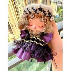 SP 스컬판다 팝마트 정원 겨울 음악 판다 드레스 인형 인형옷 소품, 아기 옷 + 머리 장식 액세서리에는 인형이 포함되지 않, 다크 펄 프린세스 세트