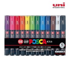 유니 포스카 매우 얇은 글씨용 PC-1M, PC-1M 12색, 1세트