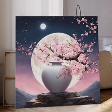 풍수 화월 달항아리 꽃그림 대형액자 복들어오는 캔버스액자 시리즈 11종 12-22, 14.보름달매화아래