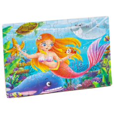 卡通拼圖 兒童益智玩具 趣味拼圖 鐵盒裝, 【100片】人魚公主, 1個, 100片