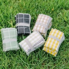 체크무늬 휴대용 접이식 방석 야외 관람 콘서트 등산 여행 좌석 쿠션 경량, 1개, 체크베이지