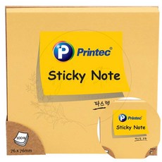 프린텍 스티키노트 주황 점착 메모지 76x76 학교 업무 달력 수첩 공책 문서 캘린더