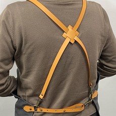 앞치마끈 X자형 크로스 천연가죽끈 어깨끈, 1개, 체다