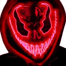 LED發光閃光夜光電影同款毒液發光面具 萬圣節裝扮面具, 紅光, 1個