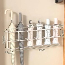 현대적인 미니멀리스트 벽걸이 우산 보관대 현관 우산꽂이 스탠드 금속 접이식 보관 선반, 8. 후크가 없는 흰색 6 그리드 [무료 추적 스티커], 1개