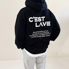 베럴댄나우 남자 기모 라비에 레터링 오버핏 후드티