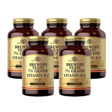 Solgar 솔가 맥주 효모 7 1/2 곡물과 비타민 B12 250 타블렛, 250정, 5개