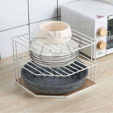 리4치점빵 씽크대하부장선반 3단 코너 철제선반 (화이트)