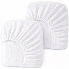PET REJOIR 여아 및 남아용 화이트 모슬린 미니 아기 침대 시트 2팩 - 중성 통기성 미니 아기 침대 매트리스 시트 61 x 96.5cm(24 x 38인치) - 아기방
