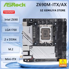 ASROCK Z690M ITX AX Z690 14600 DDR4 64GB 2XM 13900 I9 마더보드 ITX 지원 I5 A1700 인텔 미니 13400 CPU 12500