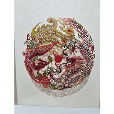 皮影 龍鳳呈祥 牛皮雕刻 手工上色 仿古色, 如圖所示, 1個