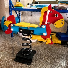 흔들 목마 놀이터 놀이기구 승마 야외 스프링 시소 흔들의자, 94 빨간조랑말