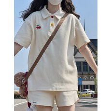 빛나는 판다 스포츠 쭈리 빅사이즈 트렌디 칼라 여름 세트 순면 여성복 캐주얼