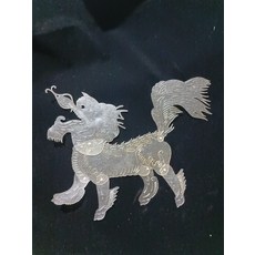 麒麟 皮影 牛皮 手工 雕刻 皮本色 尺寸20乘35cm, 如圖所示, 1個
