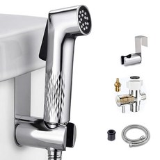 변기용 휴대용 비데 스프레이 누출 방지 솔리드 황동 T 밸브가 있는 강력한 화장실 119.4cm(47인치) 스테인리스 스틸 호스 위생을 위한 막힘 노즐 천 기저귀 및 청소, 변기용 휴대용 비데 스프레이, 누출 방지 솔리드 황동