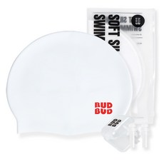 [3종세트] 버드버드 시그니처 실리콘 수모 헤리티지 수영모자, 1개, 화이트-레드