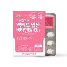 PREVENTRA 活性葉酸維生素 B6 B12, 60顆, 1盒