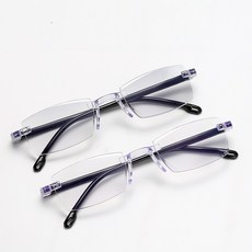 2+2 무테안경 블루라이트차단 돋보기 초경량 노안안경 50대 독서용 안경+안경케이스세트